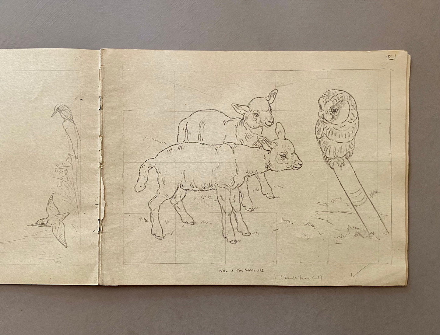 Original Artwork For An Illustrated Book. 22 Black & White Pencil Drawings and 2 Watercolour Pictures. 1950’s. Size: 30.5 x 23.3 cms.