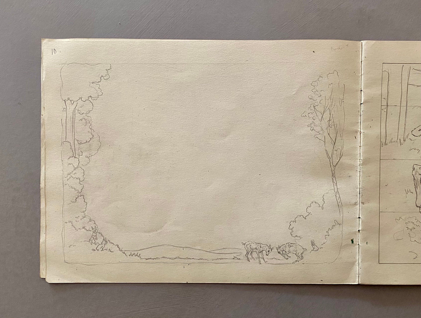Original Artwork For An Illustrated Book. 22 Black & White Pencil Drawings and 2 Watercolour Pictures. 1950’s. Size: 30.5 x 23.3 cms.