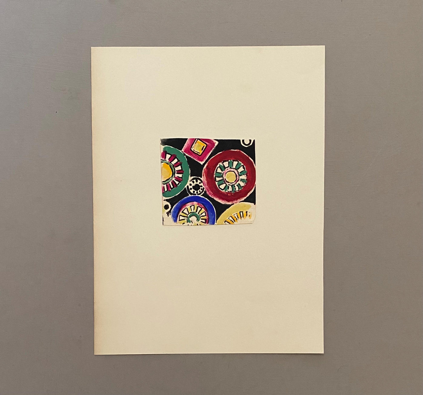 An Original Vintage French Textile Design. Abstract. Hand Drawn and Painted. Watercolour. 1930s. Size: 7.7 x 8.5 cms.