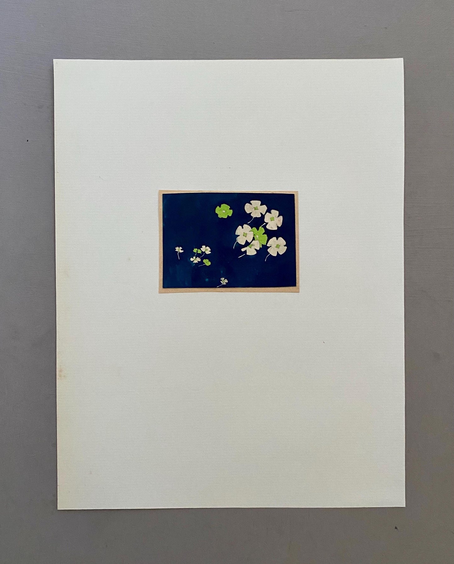 An Original Vintage French Textile Design. Floral. Hand Drawn and Painted. Watercolour. 1930s. Size: 6 x 8 cms.