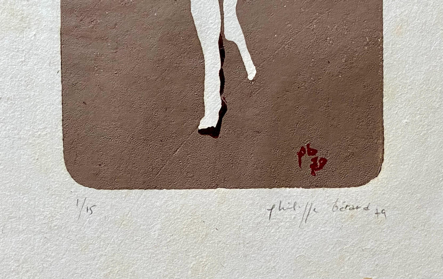 A Screen Print by Philippe Bérard. Brown on a White Ground. One of 15 Produced. Created in Paris, France in 1979. Size: 31.5 x 24.5 cms.