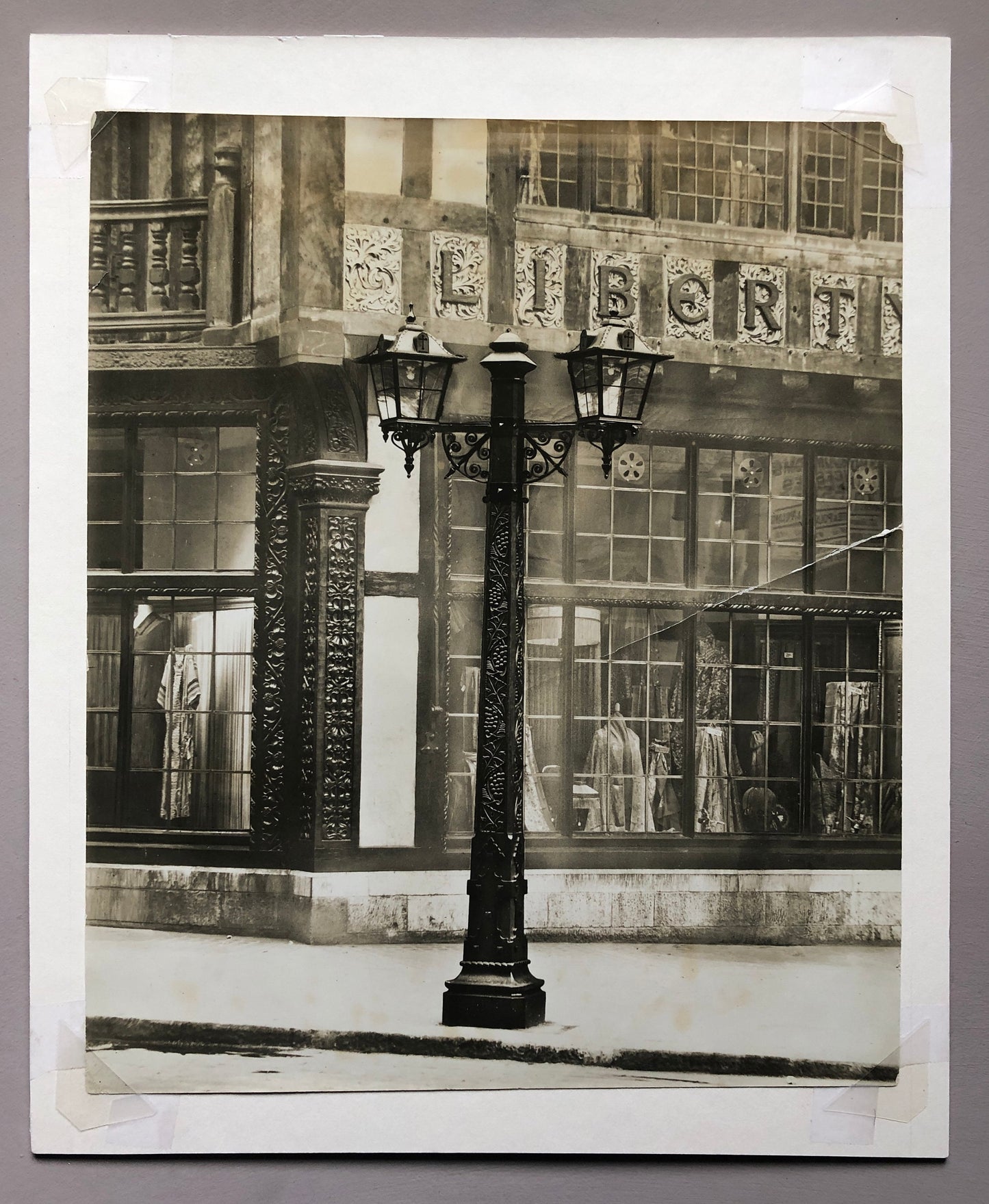 Four Original Sepia Toned Photographs of Liberty Department Store. Exterior and Interior. Dating from the 1920’s. Size: 28.5 x 4 cms.