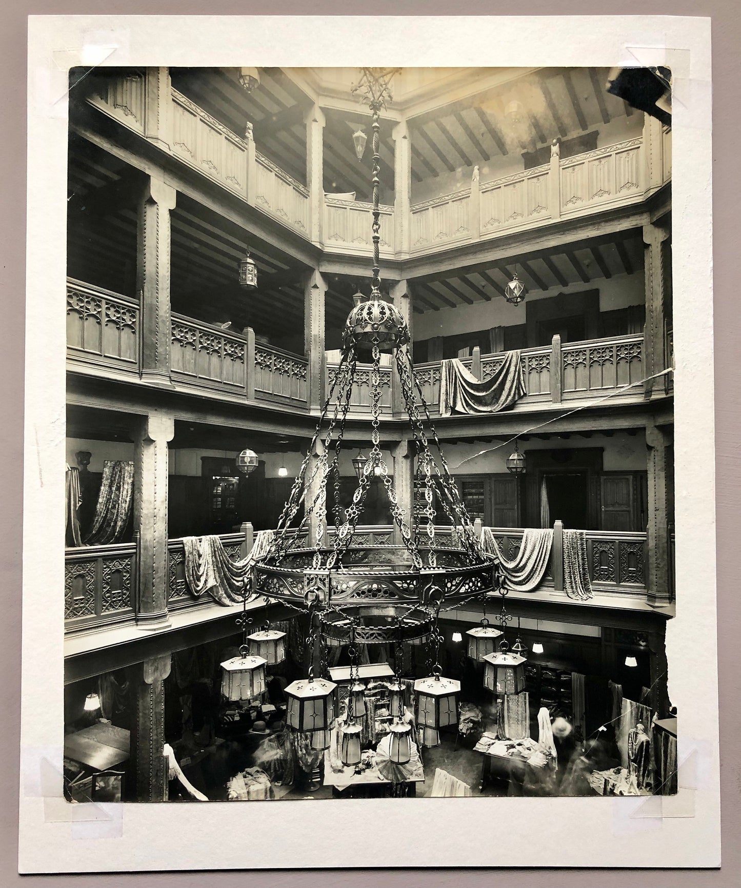 Four Original Sepia Toned Photographs of Liberty Department Store. Exterior and Interior. Dating from the 1920’s. Size: 28.5 x 4 cms.
