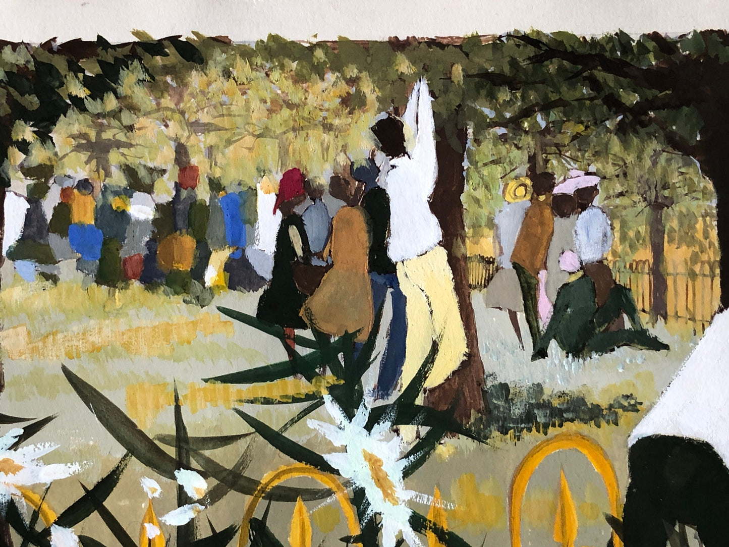 An Original Artwork Entitled The Apple Gatherers. An Examination Piece. Paint and Ink. Unsigned. Possibly 1960’s Size: 32.5 x 31.5 cms.