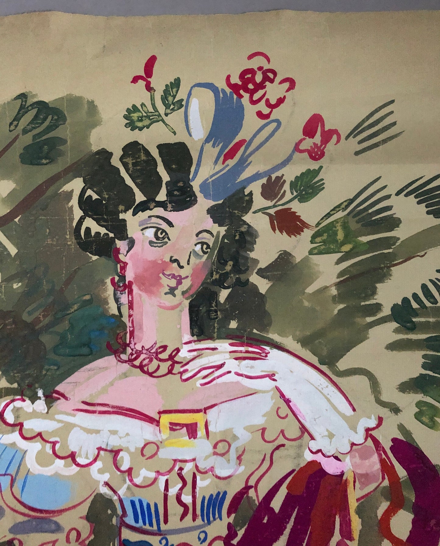 An Original Watercolour Entitled 1829 Evening Dress. Georgian Dress. Dated 1944. Signed by ROB. Size: 60 x 47 cms.