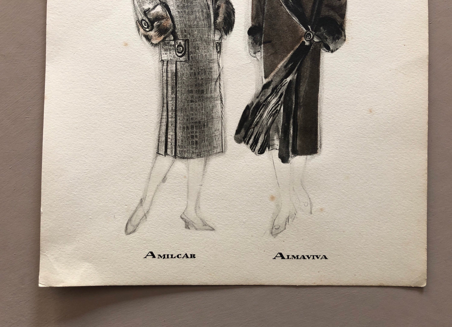 Simon Frères. Women in Furs. An Original Print Having The Appearance of A Watercolour. French. Dated 1925. Size: 21 x 27 cms.