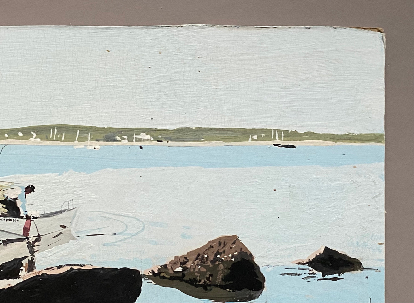Brant Point Nantucket. An Original Artwork by John Austin (1918-2000). Egg Tempura. Possibly 1970’s. Signed by the artist. 22.5 x 38 cms.