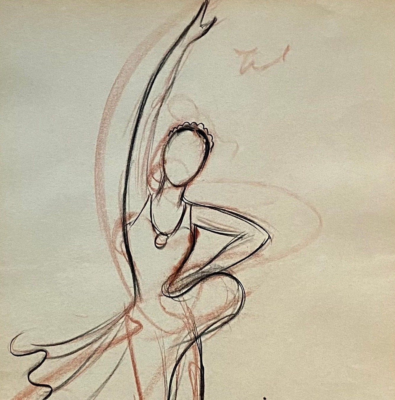 An Original Drawing of Harriet Toby in Le Beau Danube by Jean Target. 1940’s. Crayon on Paper. 27 x 37 cms.