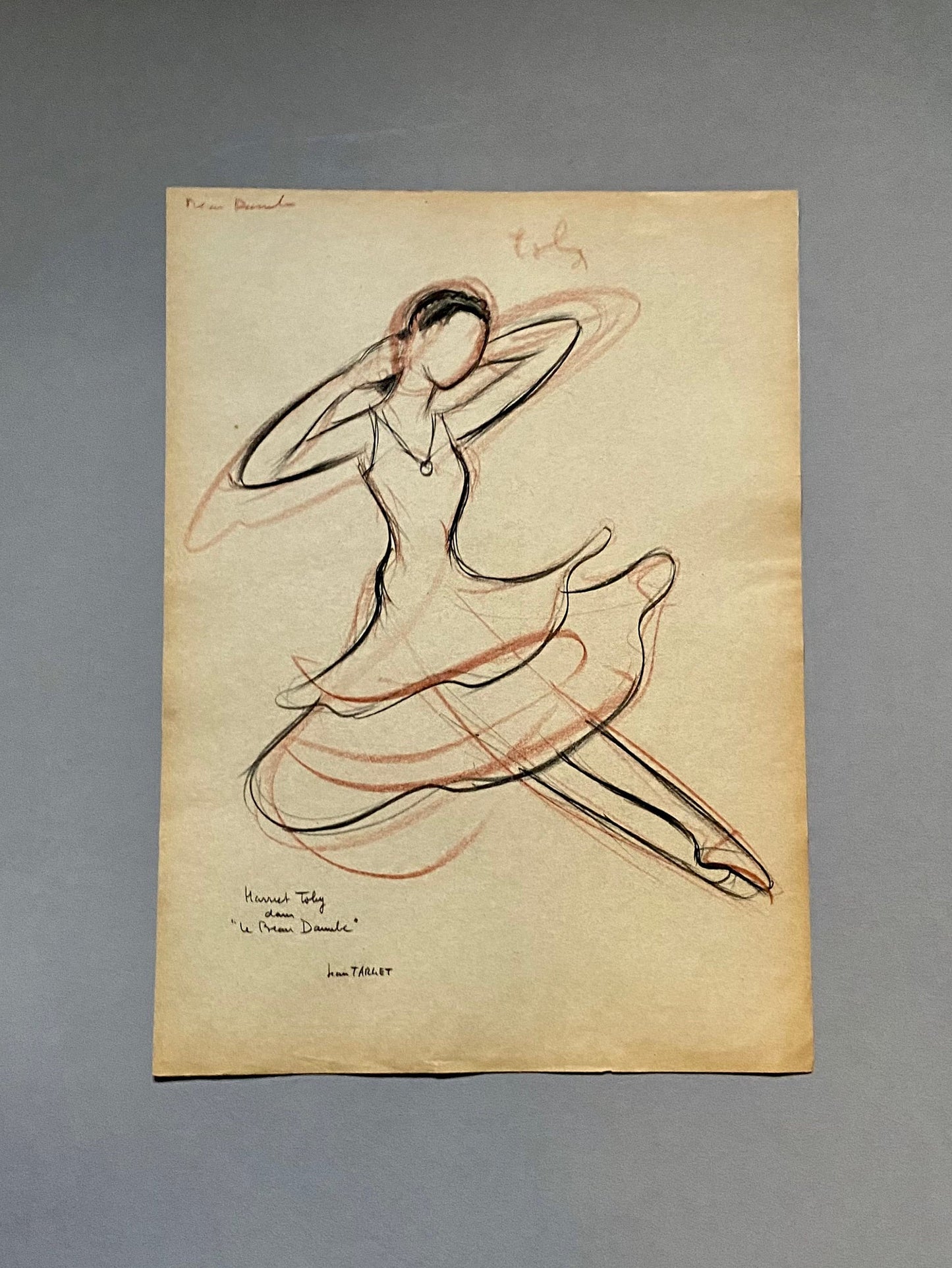 An Original Drawing of Harriet Toby in Le Beau Danube by Jean Target. 1940’s. Crayon on Paper. 27 x 37 cms.
