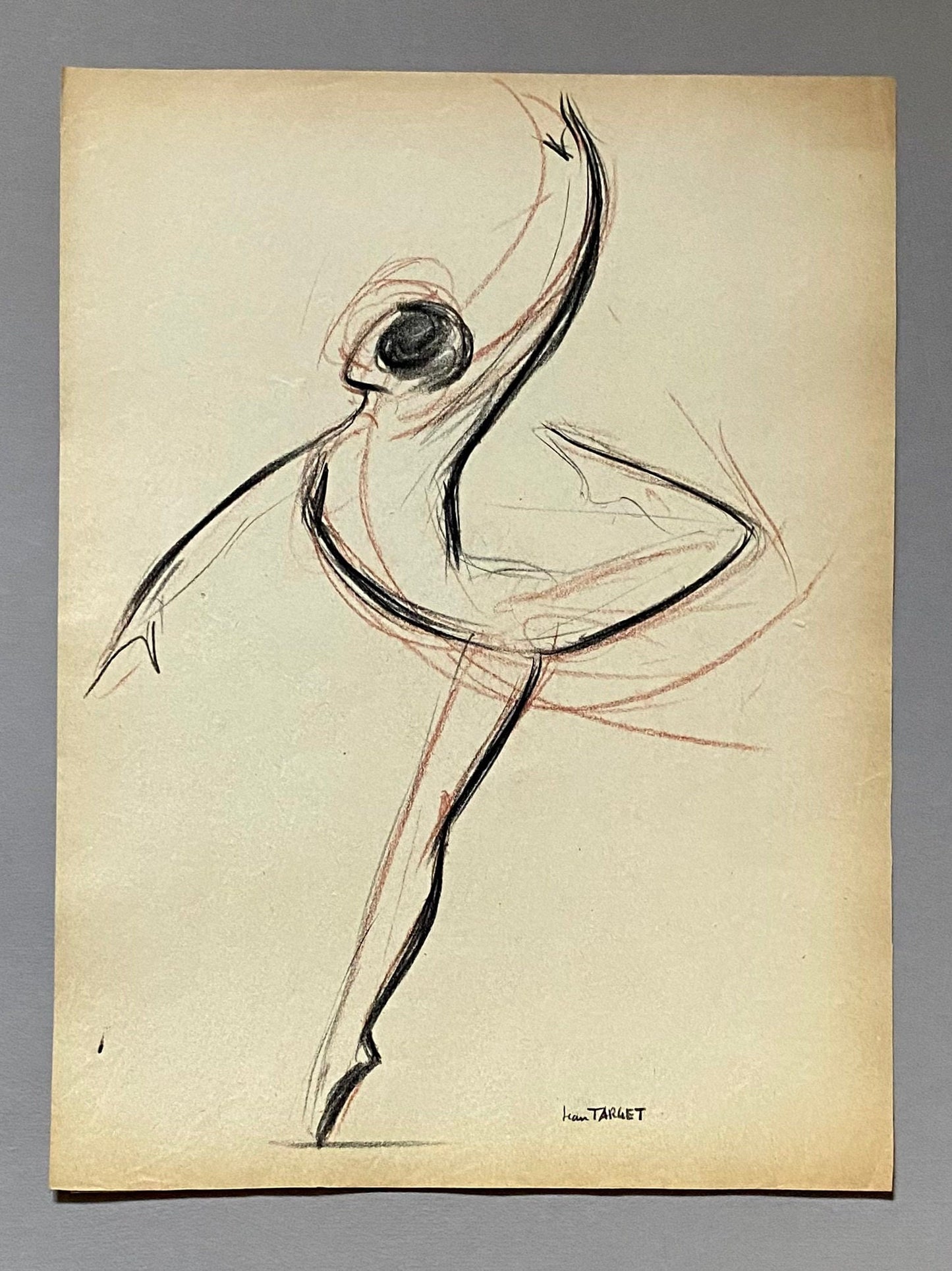 An Original Drawing of dancer Joan Cadzon by Jean Target. 1940’s. Crayon on Paper. 24 x 32 cms.