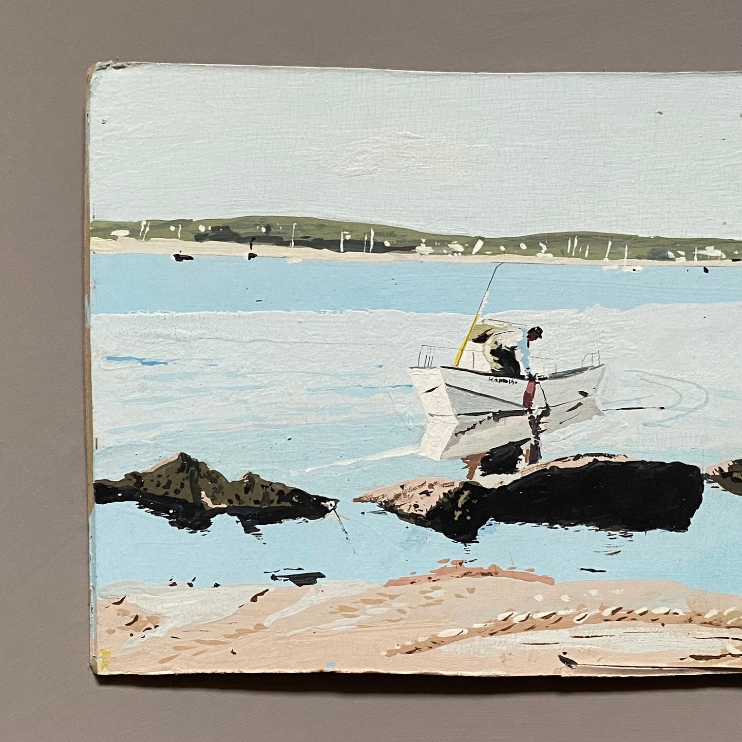 Brant Point Nantucket. An Original Artwork by John Austin (1918-2000). Egg Tempura. Possibly 1970’s. Signed by the artist. 22.5 x 38 cms.