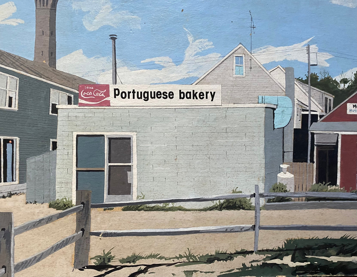 P-Town Scene. Providence, Rhode Island. An Original Artwork by John Austin (1918-2000). Egg Tempura. 1970’s. Signed. 36.5 x 26.5 cms.