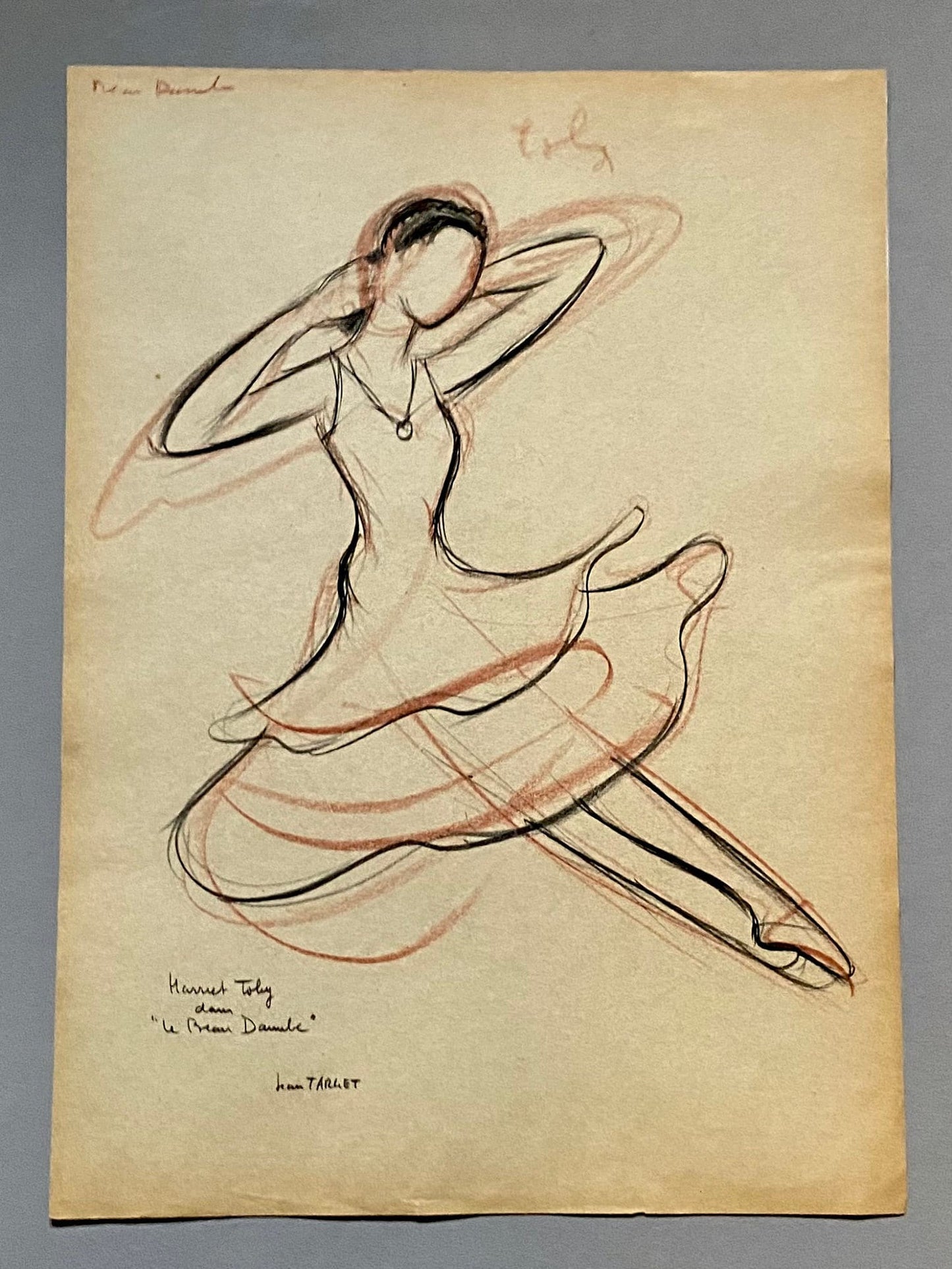 An Original Drawing of Harriet Toby in Le Beau Danube by Jean Target. 1940’s. Crayon on Paper. 27 x 37 cms.