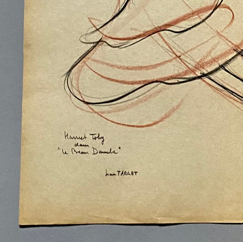 An Original Drawing of Harriet Toby in Le Beau Danube by Jean Target. 1940’s. Crayon on Paper. 27 x 37 cms.
