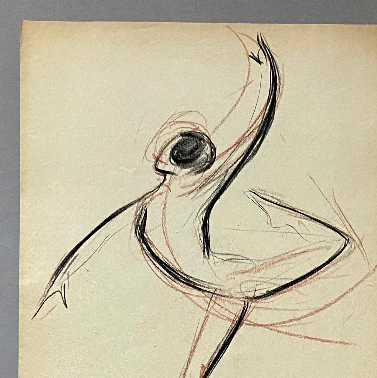An Original Drawing of dancer Joan Cadzon by Jean Target. 1940’s. Crayon on Paper. 24 x 32 cms.
