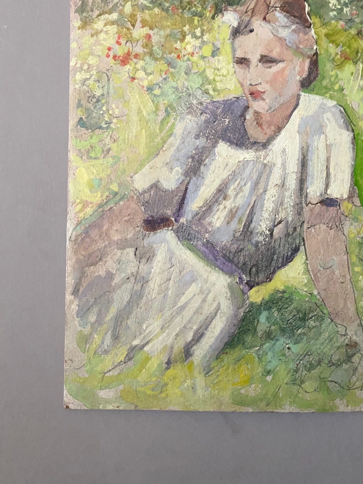 A Portrait in Oil of a Young Woman . Impressionist Style. French. Late 1800’s. Artist unknown. Initialed and inscribed. 35 x 26.5 cms.