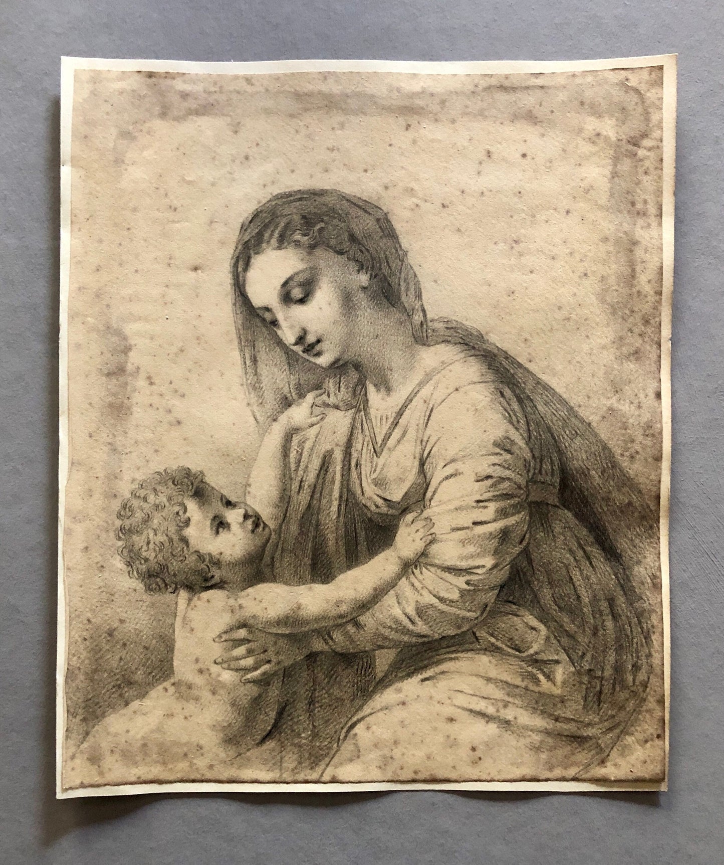 The Madonna and Child. An 18th Century Pencil Drawing. Size: 23.5 x 19.5 cms.