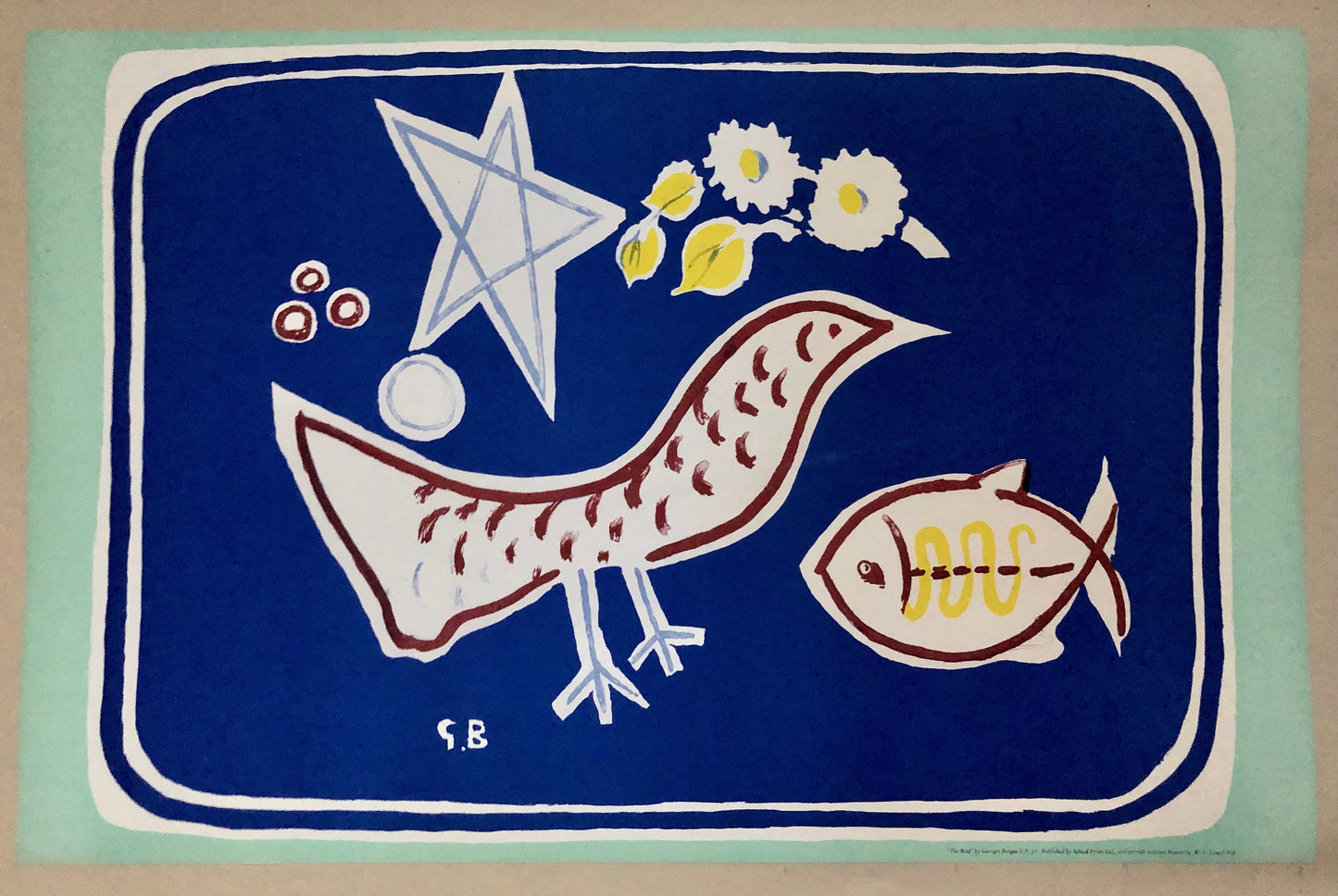 The Bird. An Original Lithograph by George Braque. Published by School Prints Ltd in 1949. Size: 498 x 762 cms.