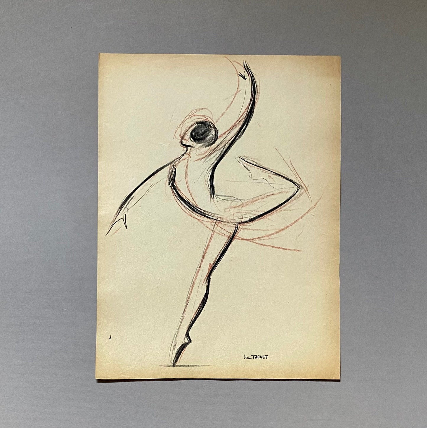 An Original Drawing of dancer Joan Cadzon by Jean Target. 1940’s. Crayon on Paper. 24 x 32 cms.