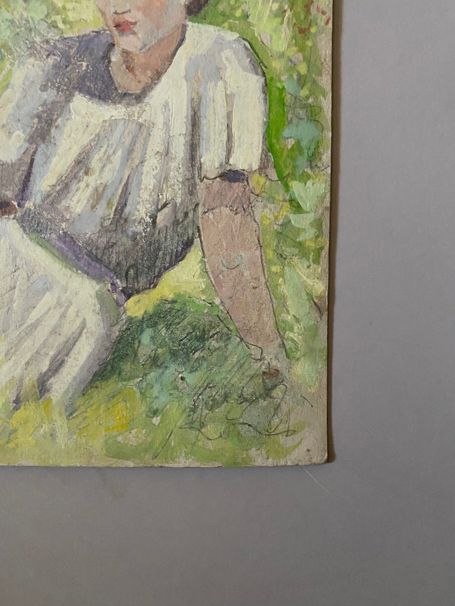 A Portrait in Oil of a Young Woman . Impressionist Style. French. Late 1800’s. Artist unknown. Initialed and inscribed. 35 x 26.5 cms.