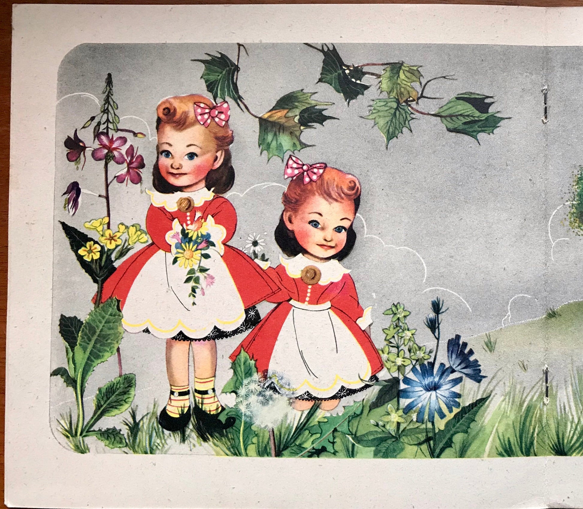 An Original Illustration From ‘The Twins at The Farm’, a child’s picture book published by Dean dated 1953. Large: 59 x 28 cms.