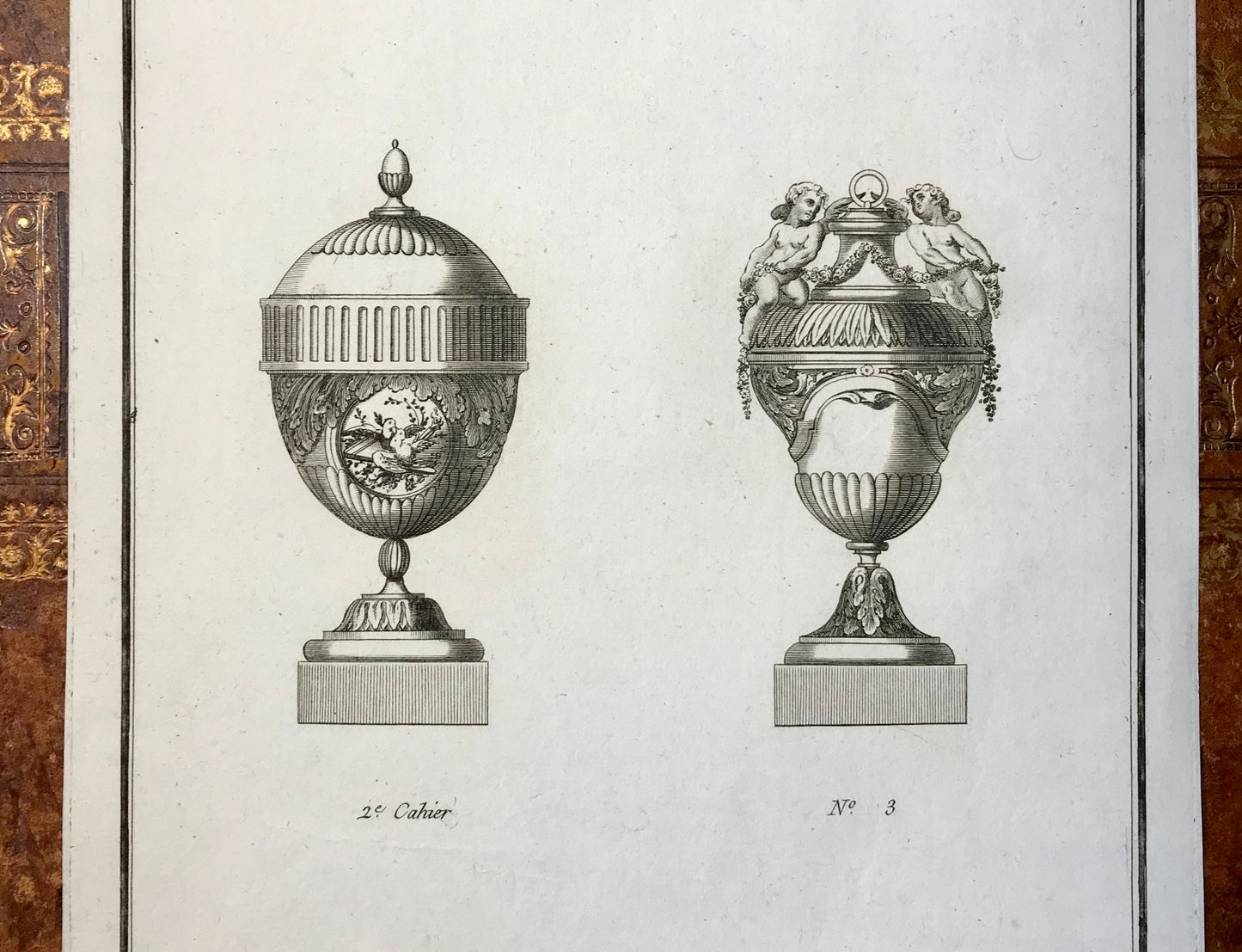 A Set of 6 Original Antique Engravings Showing Designs for Vases. Numbered 1 to 6. By Pierre de Fontanieu. Dated 1770. 36 x 24.2 cms.