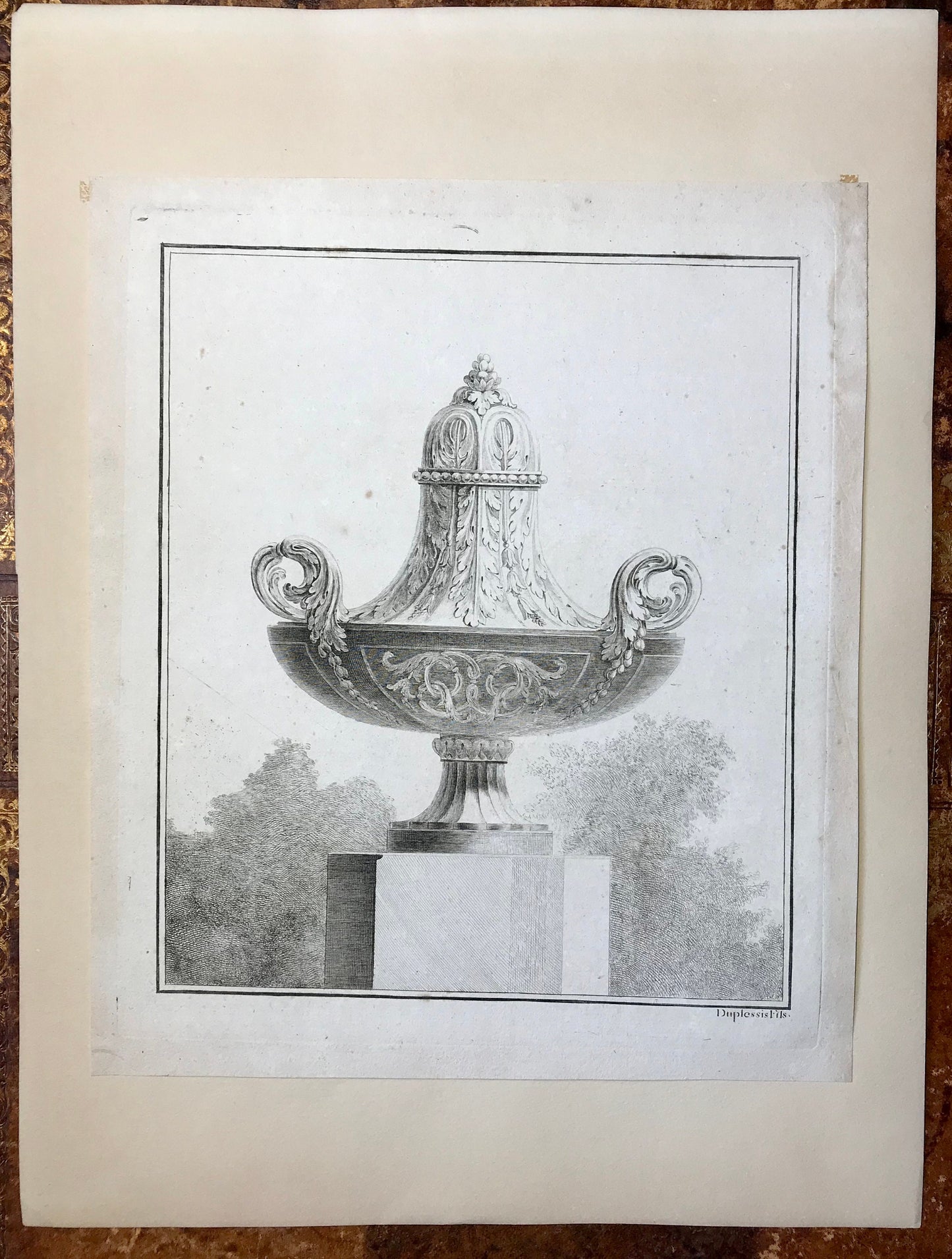 Five antique Engravings. Designs for Vases. Designed by Jean-Claude Duplessis. French. Late 18th Century. Size: 29.5 x 25 cms.