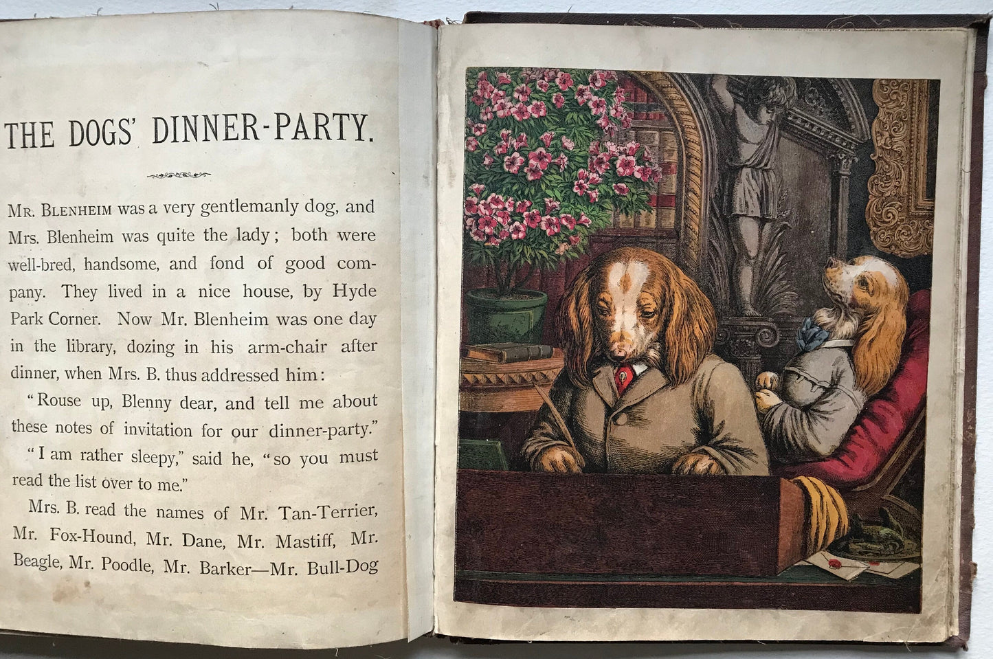 The Dogs’ Dinner Party, The White Cat, The Little Dog Trusty and My Mother. Published by George Routledge in 1870. 27 x 23 cms.