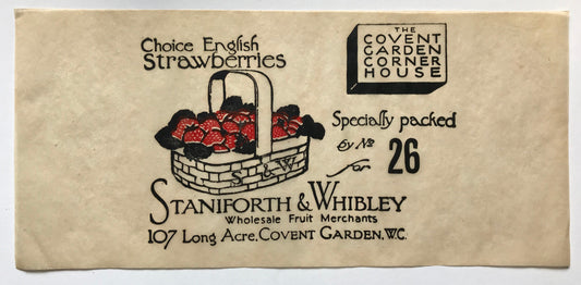 Genuine Greaseproof Packaging for Strawberries from Covent Garden Market, London. Dating from the 1920’s or 30’s. 38 x 17.5 cms .