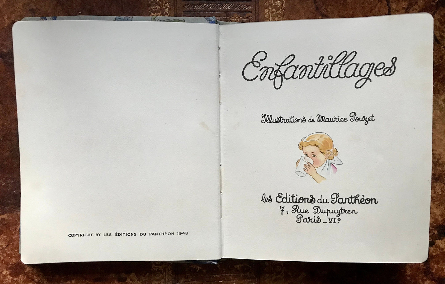 Baby’s First Book. ‘Enfantillages’. French language. Published by Pantheon in 1948. Unused. 7 1/2 x 6 1/2 inches.