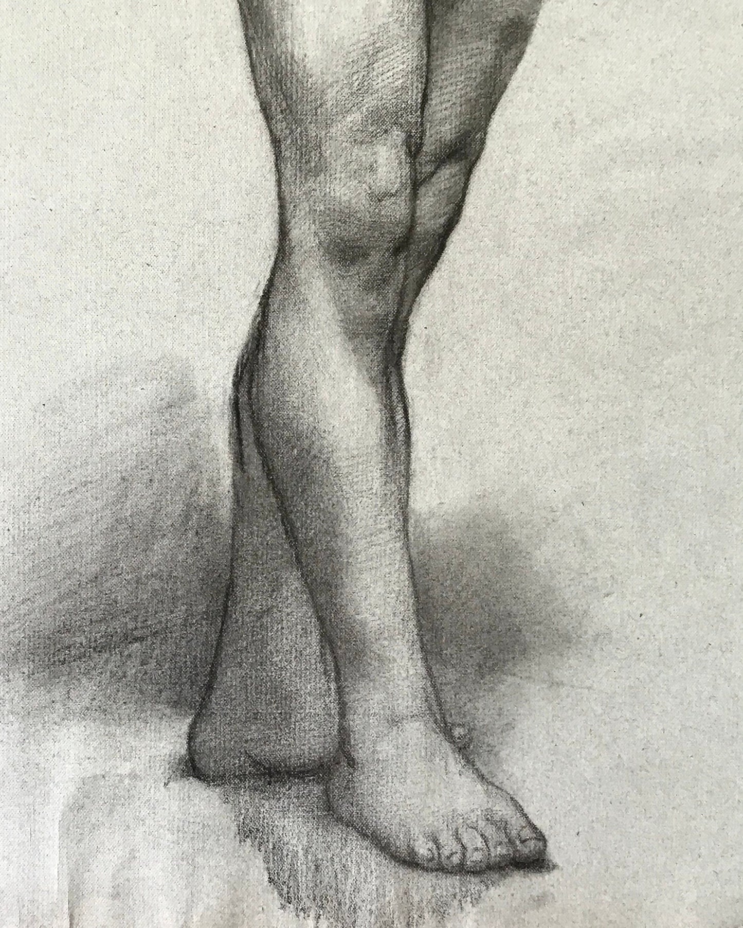 A Original Charcoal life Drawing of a Man. A French Art School Piece. Early 1900’s. Large: 61 x 49 cms.