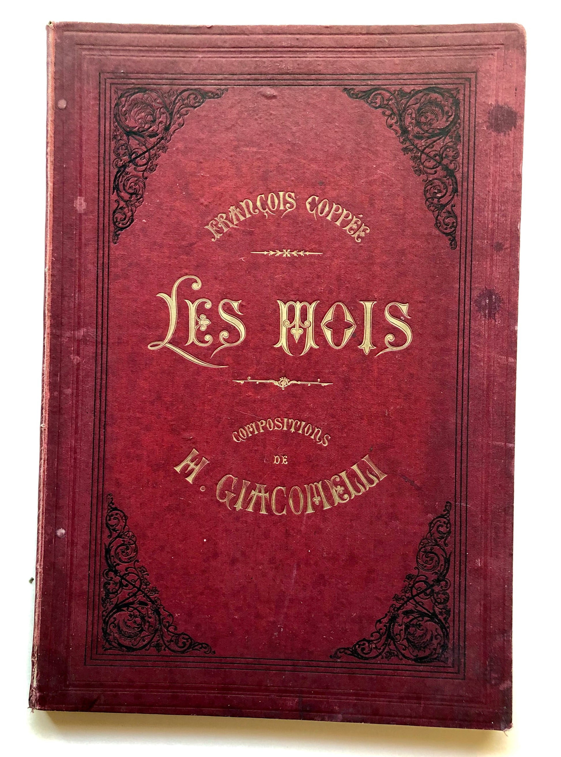 Les Mois. The Months. A Collection of 12 Illustrated Poems by Francois Coppee. Engravings by H. Giacamelli. Large format: 54 x 37 cms.