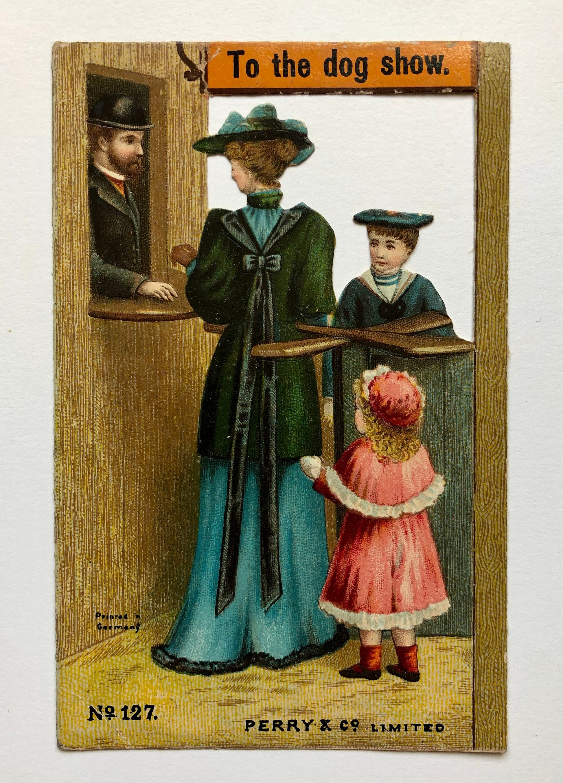 A set of Six Victorian Scraps by Perry & Co. Limited. The Dog Show. Size: 11.7 x 7.5 cms