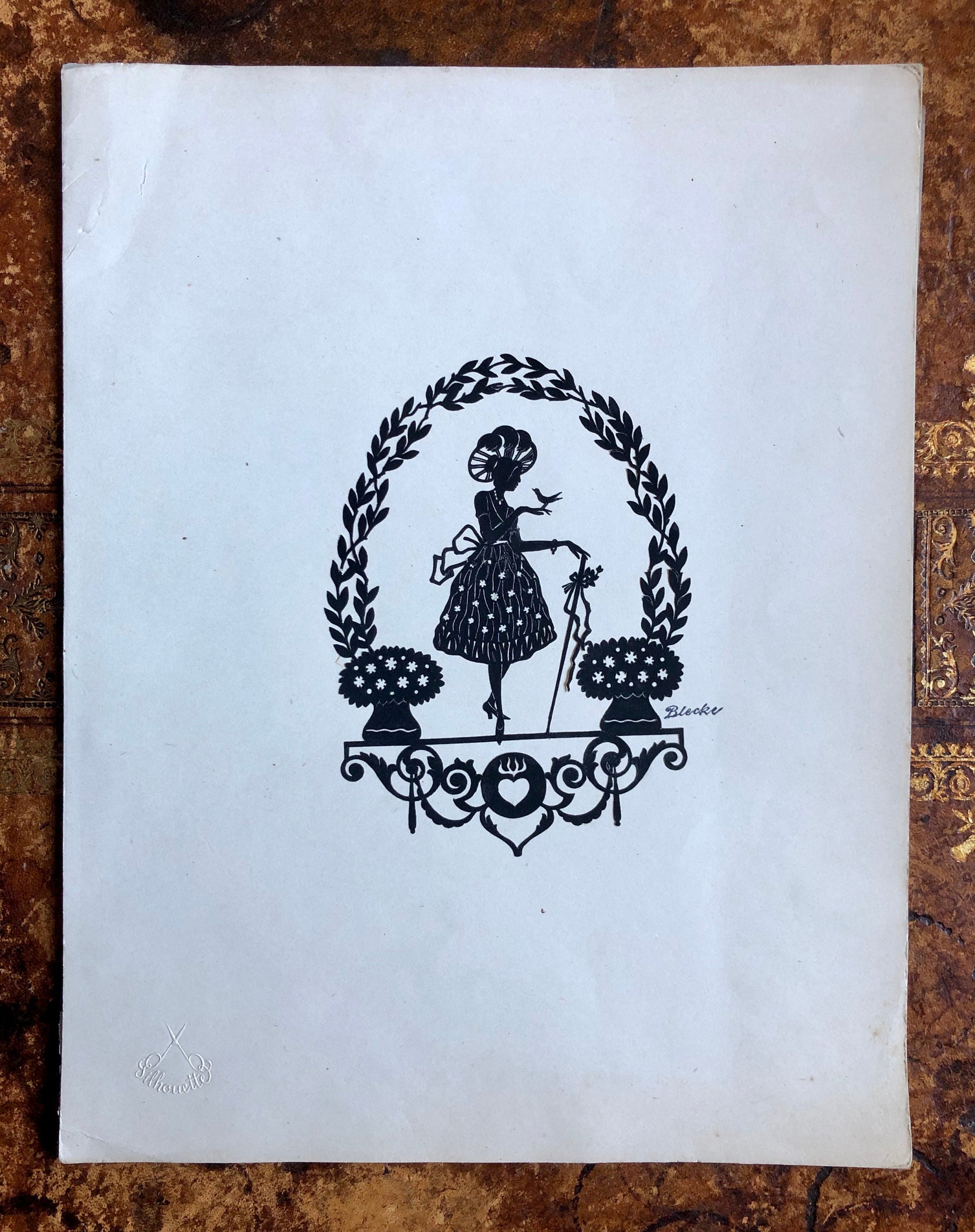 A Group of Eight Papercuts or Scherenschnitte by Gertrude Blecke. From the 1920’s. Various sizes. The largest is 31.5 x 24.5 cms.