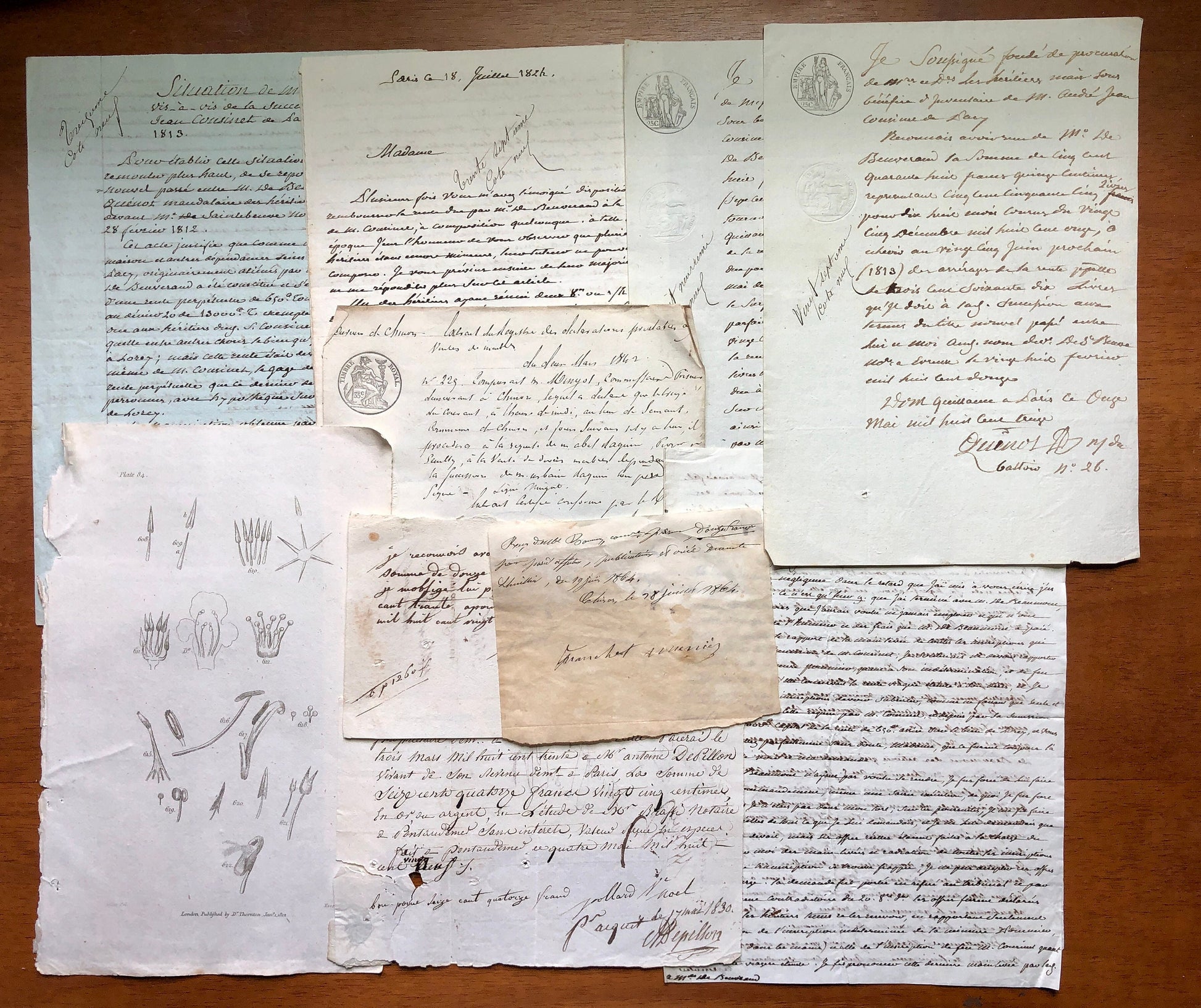 A Generous Quantity of Antique French Papers, Cards and Engravings. 1800’s and 1900’s. For collage and decorative purposes.