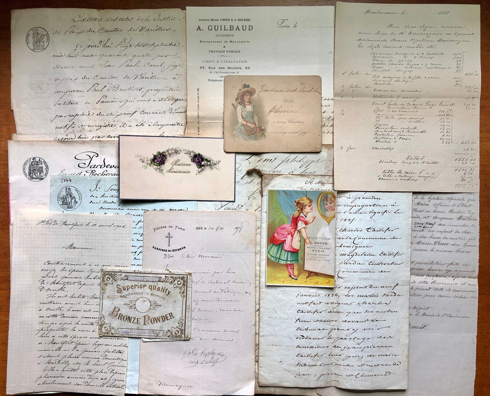 A Generous Quantity of Antique French Papers, Cards and Engravings. 1800’s and 1900’s. For collage and decorative purposes.