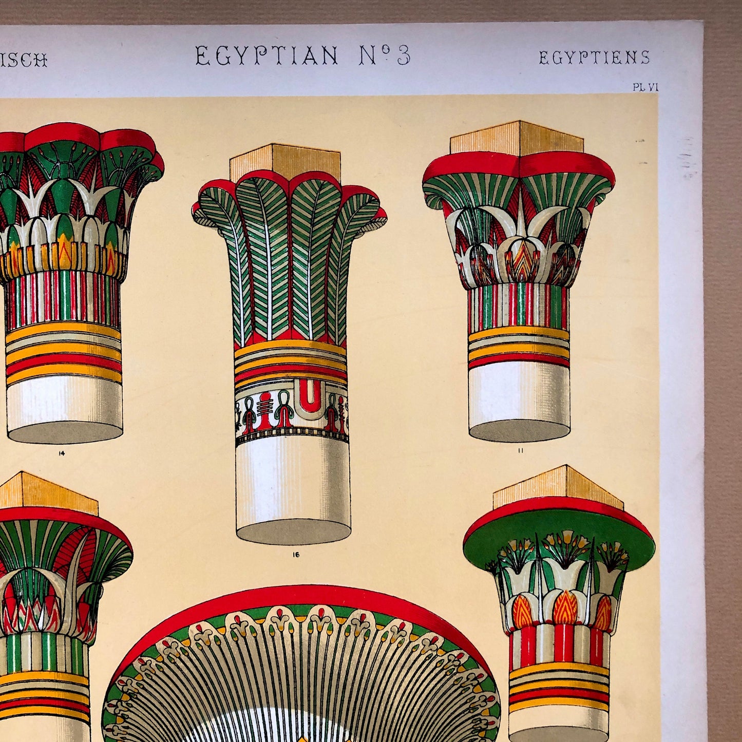 Egyptian No 3. A Plate From The Grammar of Ornament by Owen Jones (1809 - 68). Size: 33 x 23 cms.