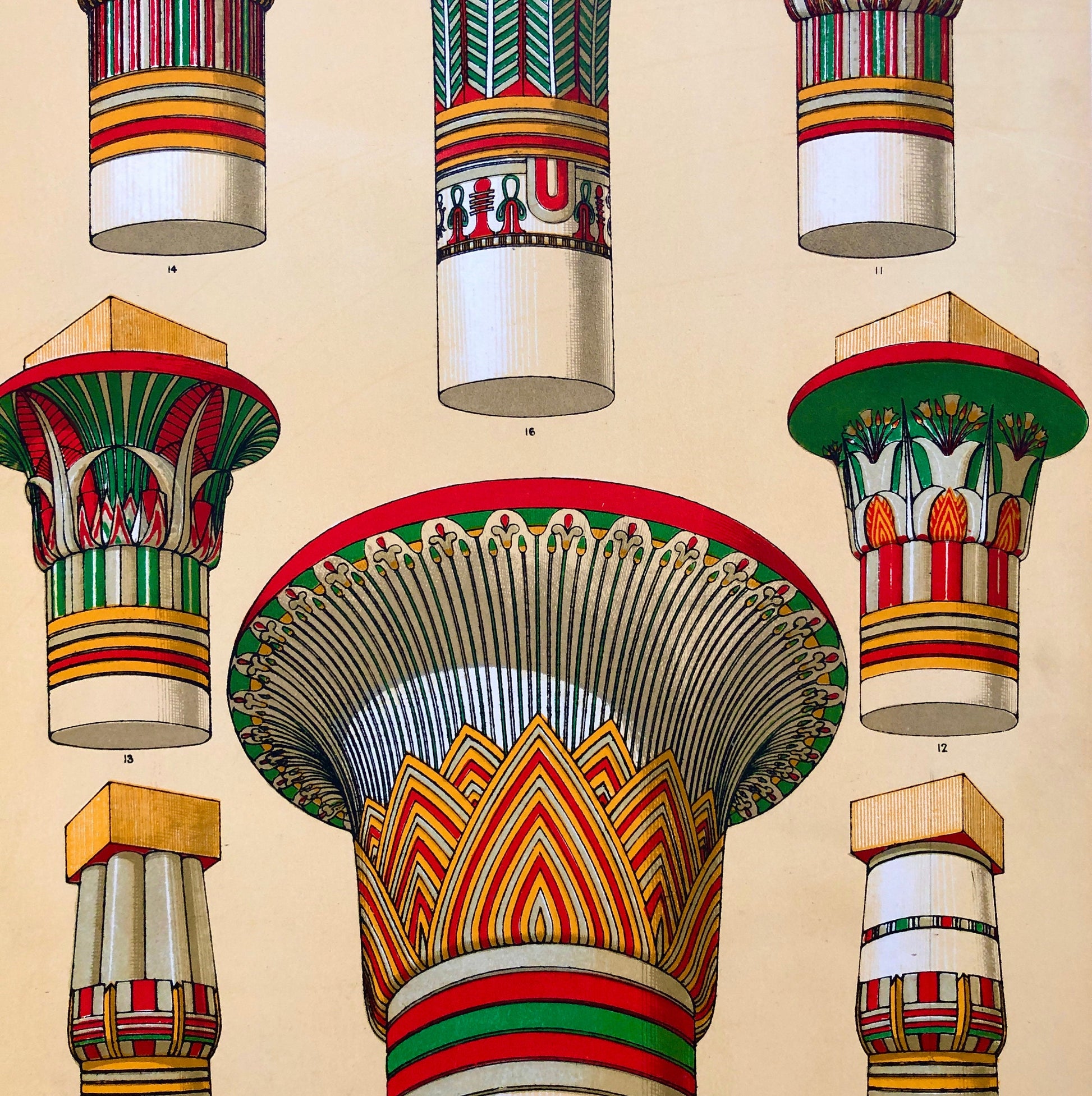 Egyptian No 3. A Plate From The Grammar of Ornament by Owen Jones (1809 - 68). Size: 33 x 23 cms.