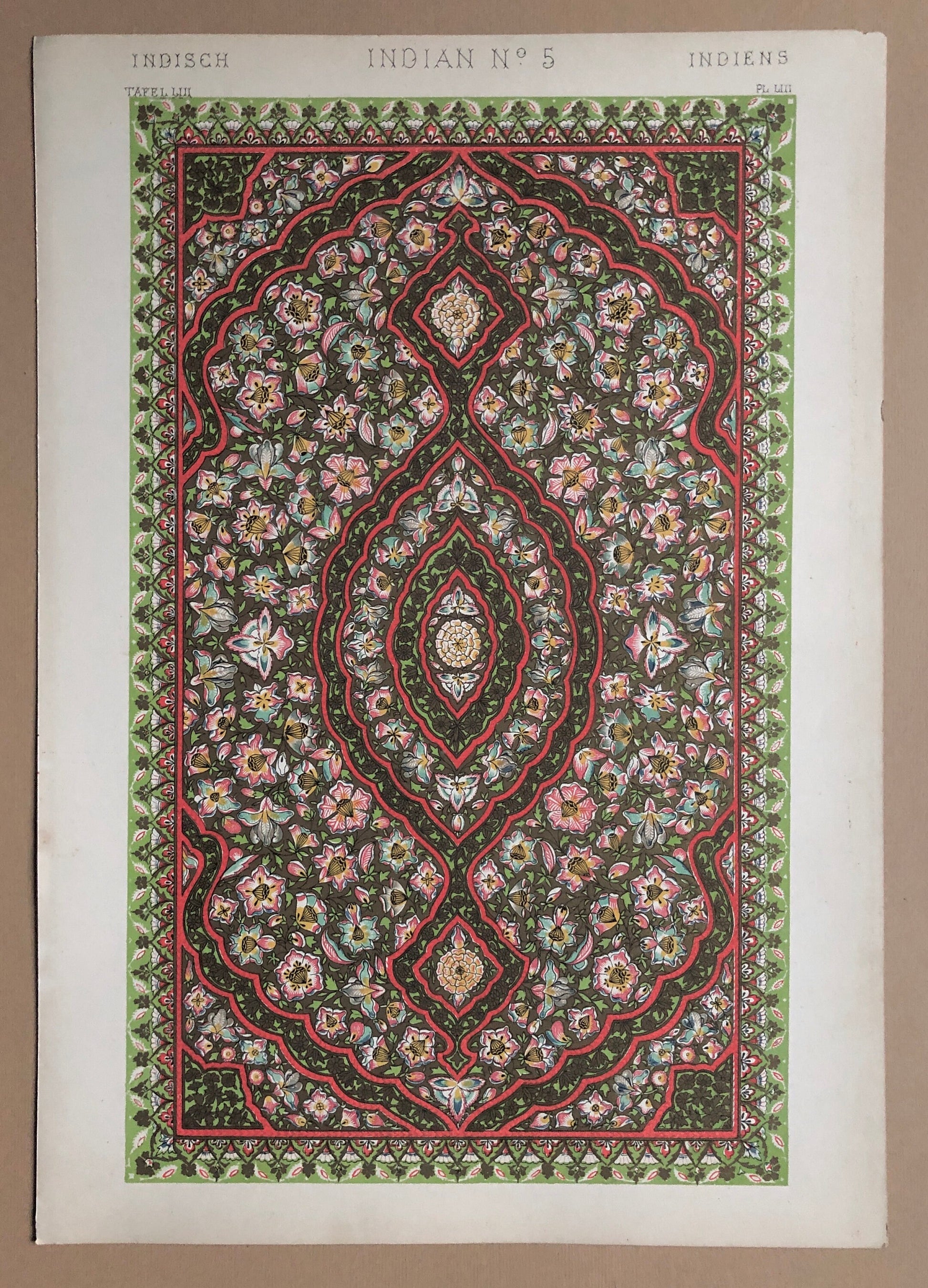 Indian Ornament. No. 2, 3, 4, 5, 5*, 6, 6*, 7. Eight Original Plates From The Grammar of Ornament by Owen Jones (1809-68). 33 x 23 cms.