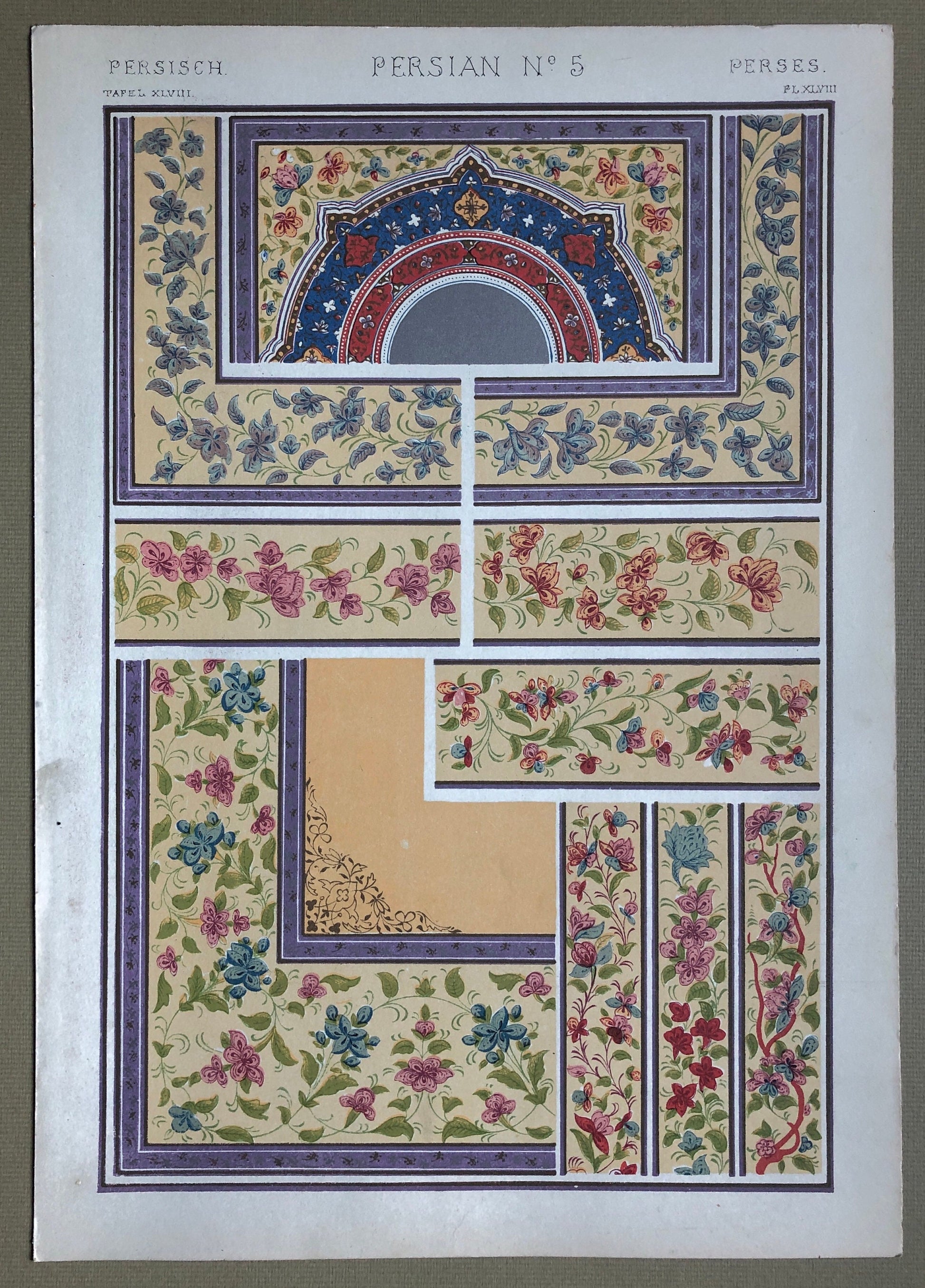 Persian Ornament. Plates 44, 45, 46, 47, 47* and 48. Six Original Plates From The Grammar of Ornament by Owen Jones (1809-68). 33 x 23 cms.