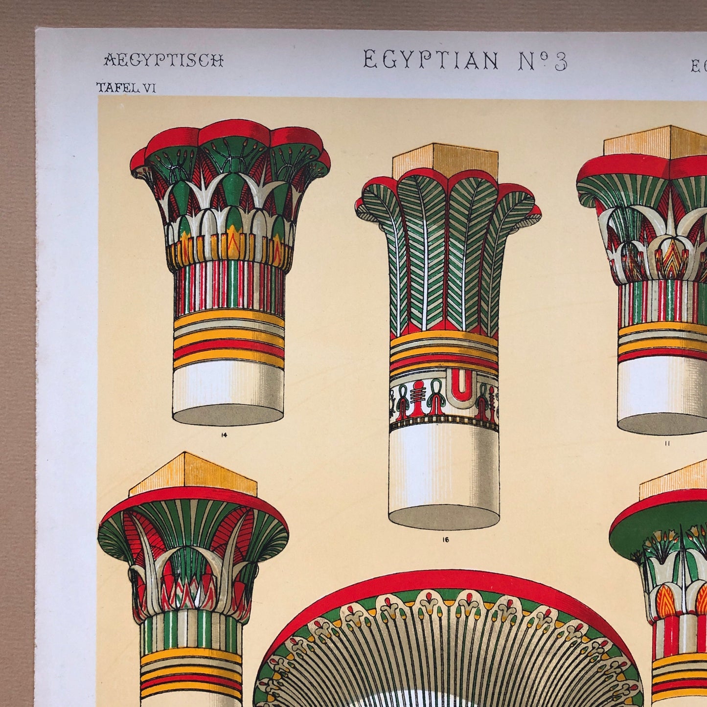 Egyptian No 3. A Plate From The Grammar of Ornament by Owen Jones (1809 - 68). Size: 33 x 23 cms.