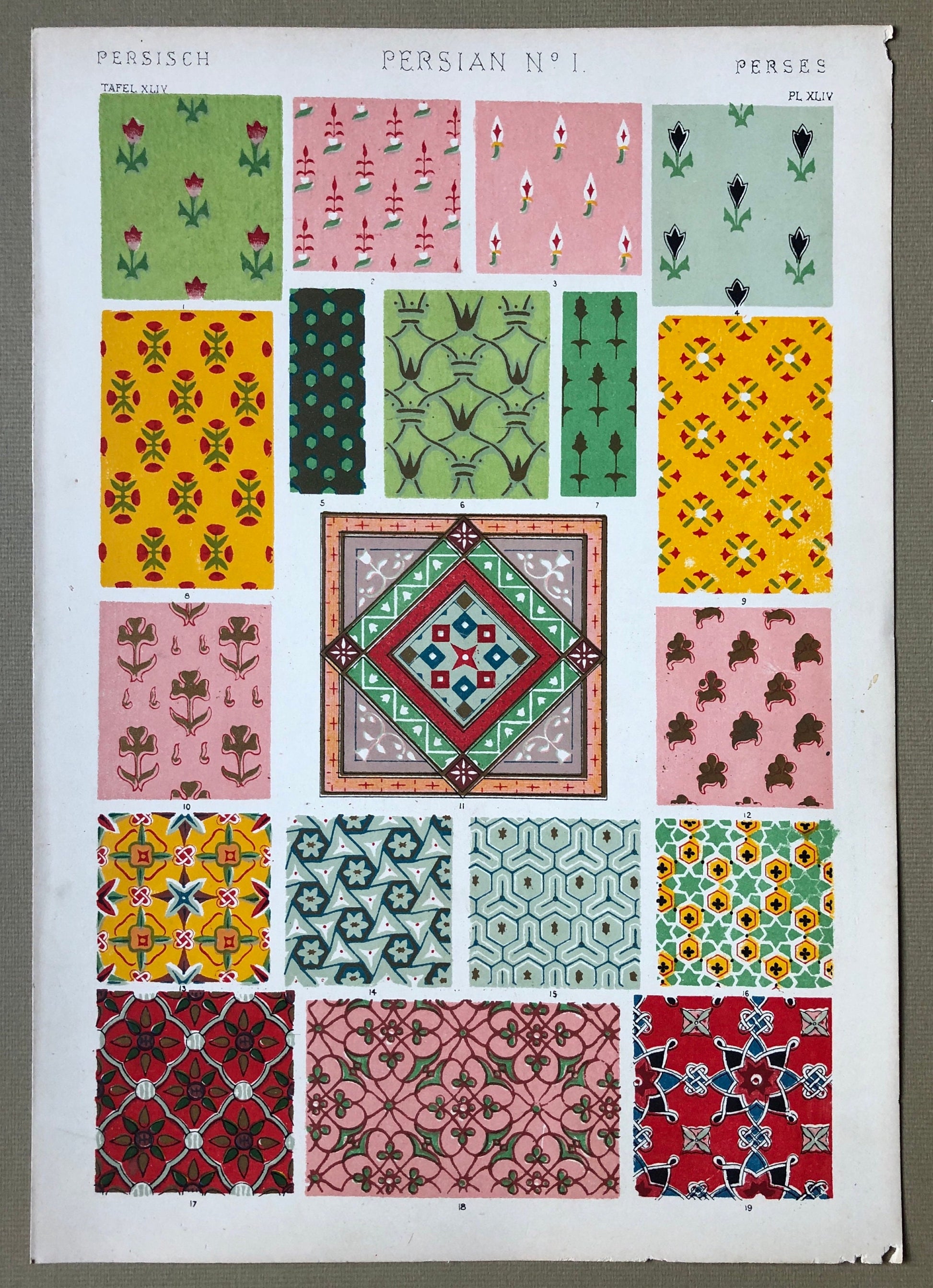 Persian Ornament. Plates 44, 45, 46, 47, 47* and 48. Six Original Plates From The Grammar of Ornament by Owen Jones (1809-68). 33 x 23 cms.