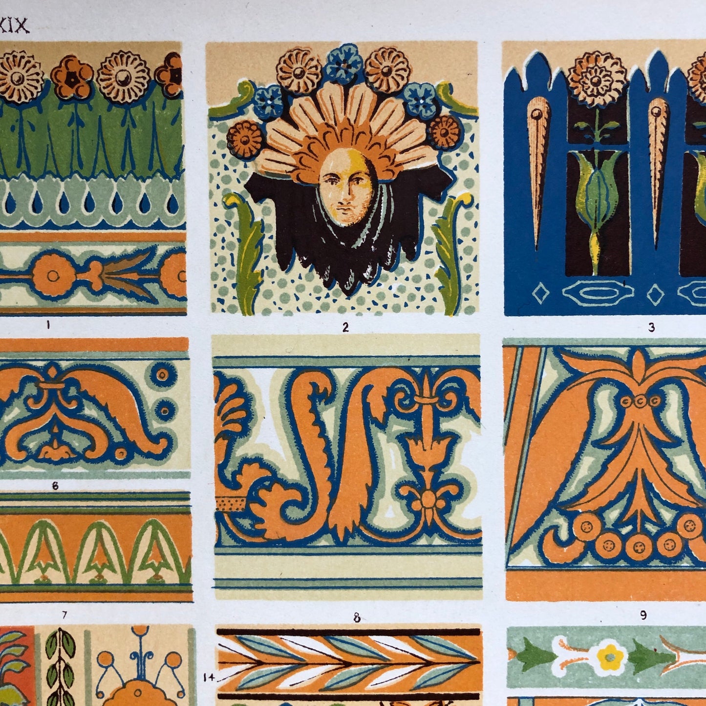 Renaissance Ornament. Nos. 4, 5, 6 and 7. Four antique Plates From The Grammar of Ornament by Owen Jones (1809-68). 33 x 23 cms.