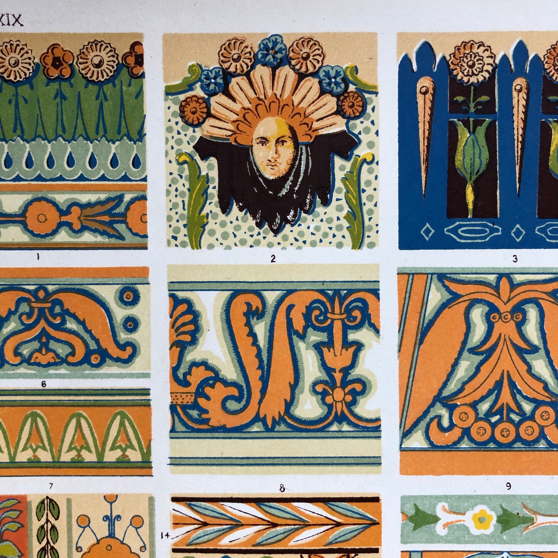 Renaissance Ornament. Nos. 4, 5, 6 and 7. Four antique Plates From The Grammar of Ornament by Owen Jones (1809-68). 33 x 23 cms.