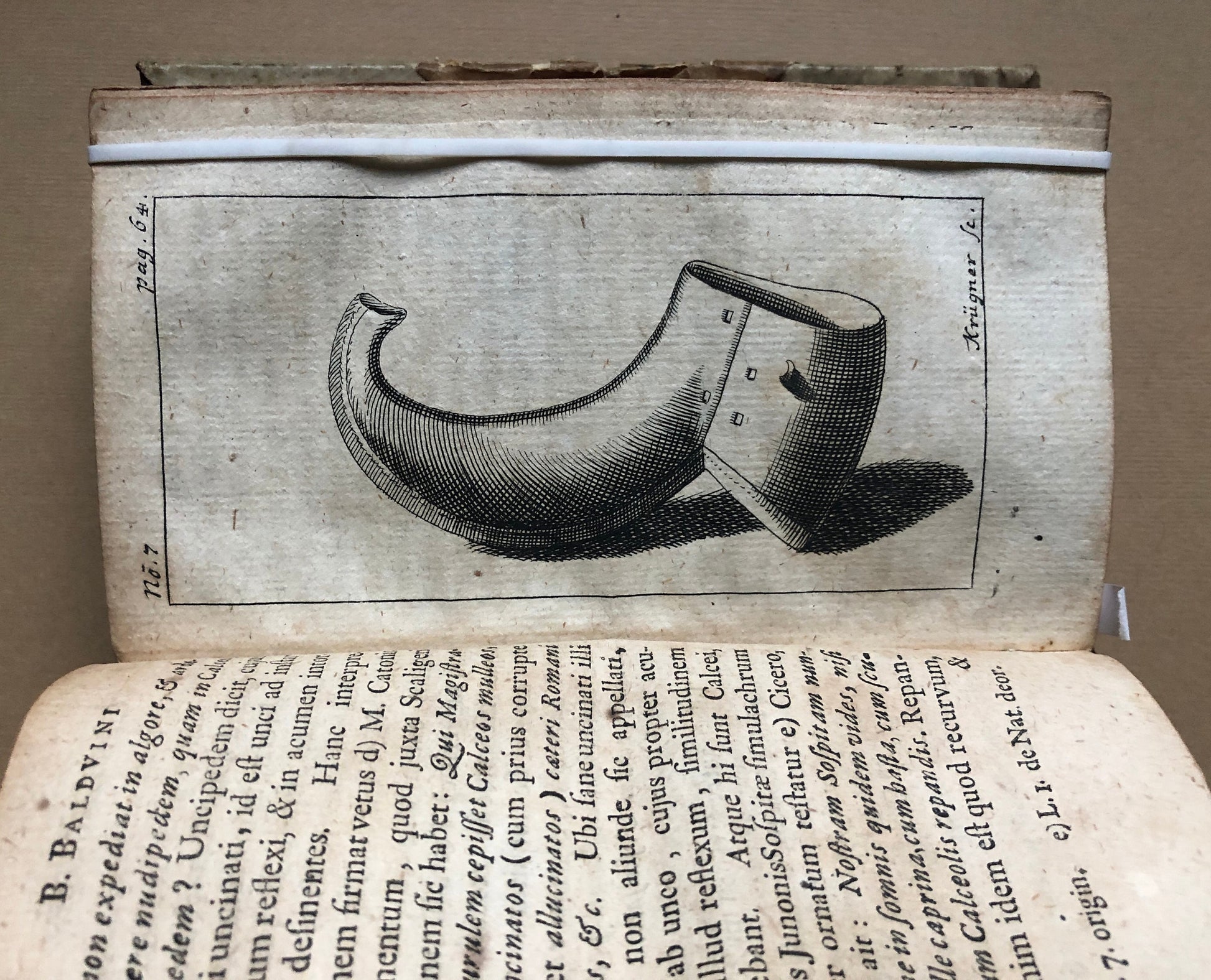 De Calceo Antiquo by B. Balduninus. An Ancient Book About Shoes. With 20 engravings. Size: 14.5 x 8 cms.