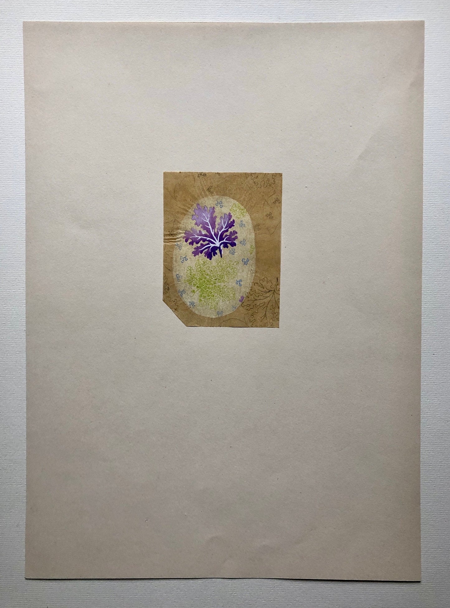 An Original Antique French Textile Design. Hand Painted. Produced in Lyon in 1910. Size: 14.5 x 12.7 cms.