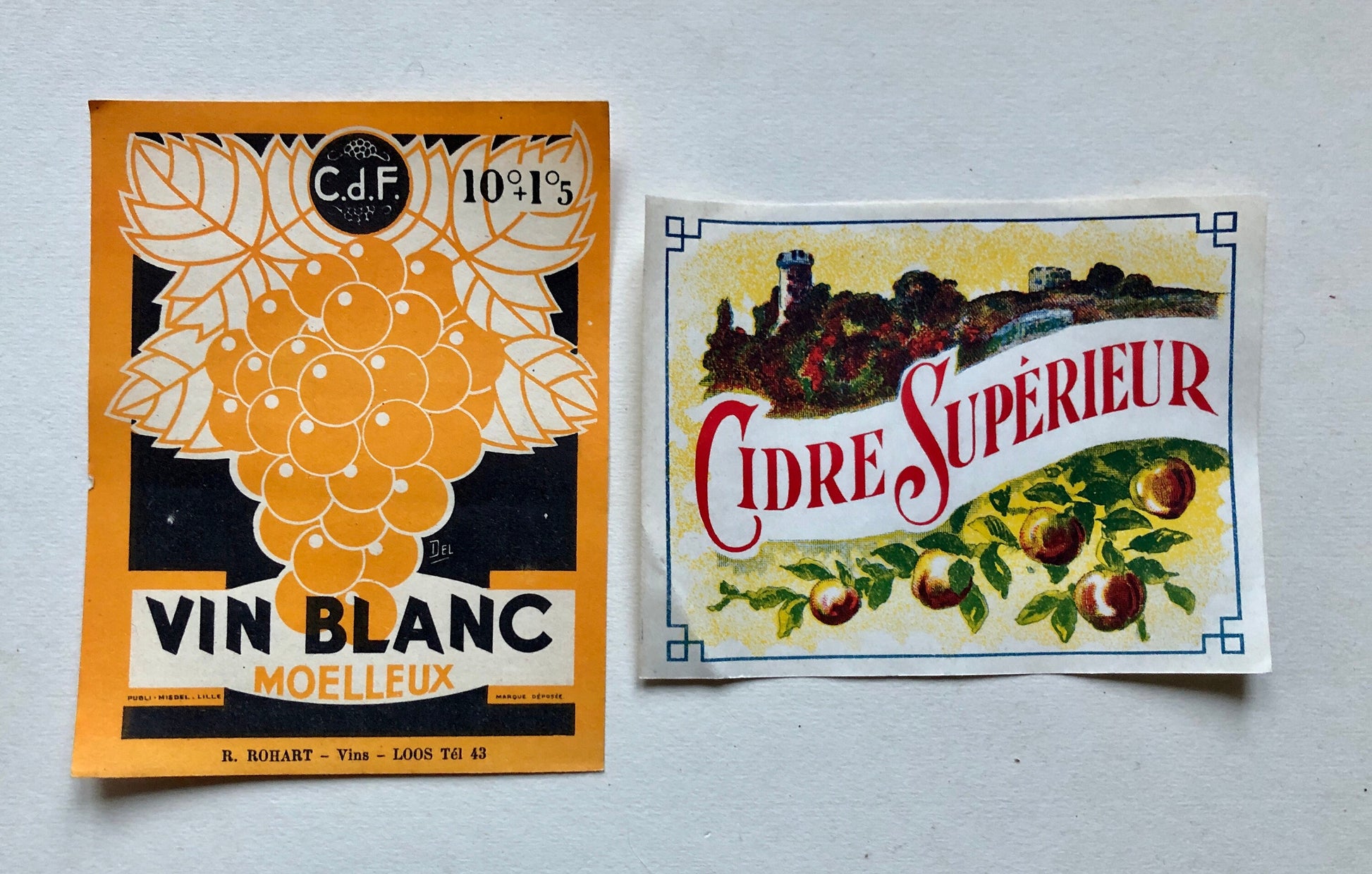 Ten Genuine Wine and Cider Labels Dating From 1950’s.