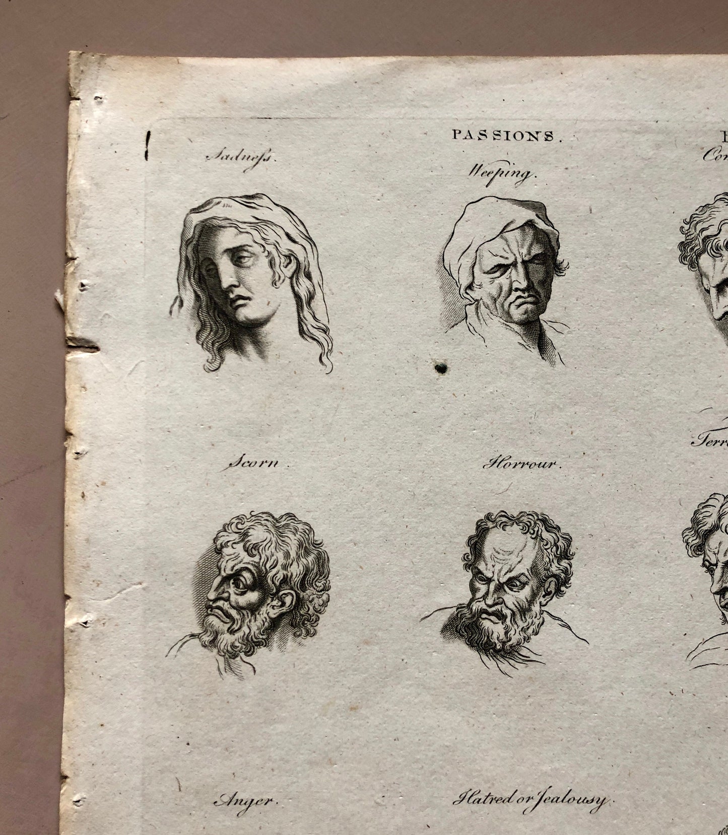 Passions. 2 Original Engravings From An Early Encyclopedia Britannica. Engraved by A. Bell. Dated 1797. Size: 26.5 x 20.5 cms