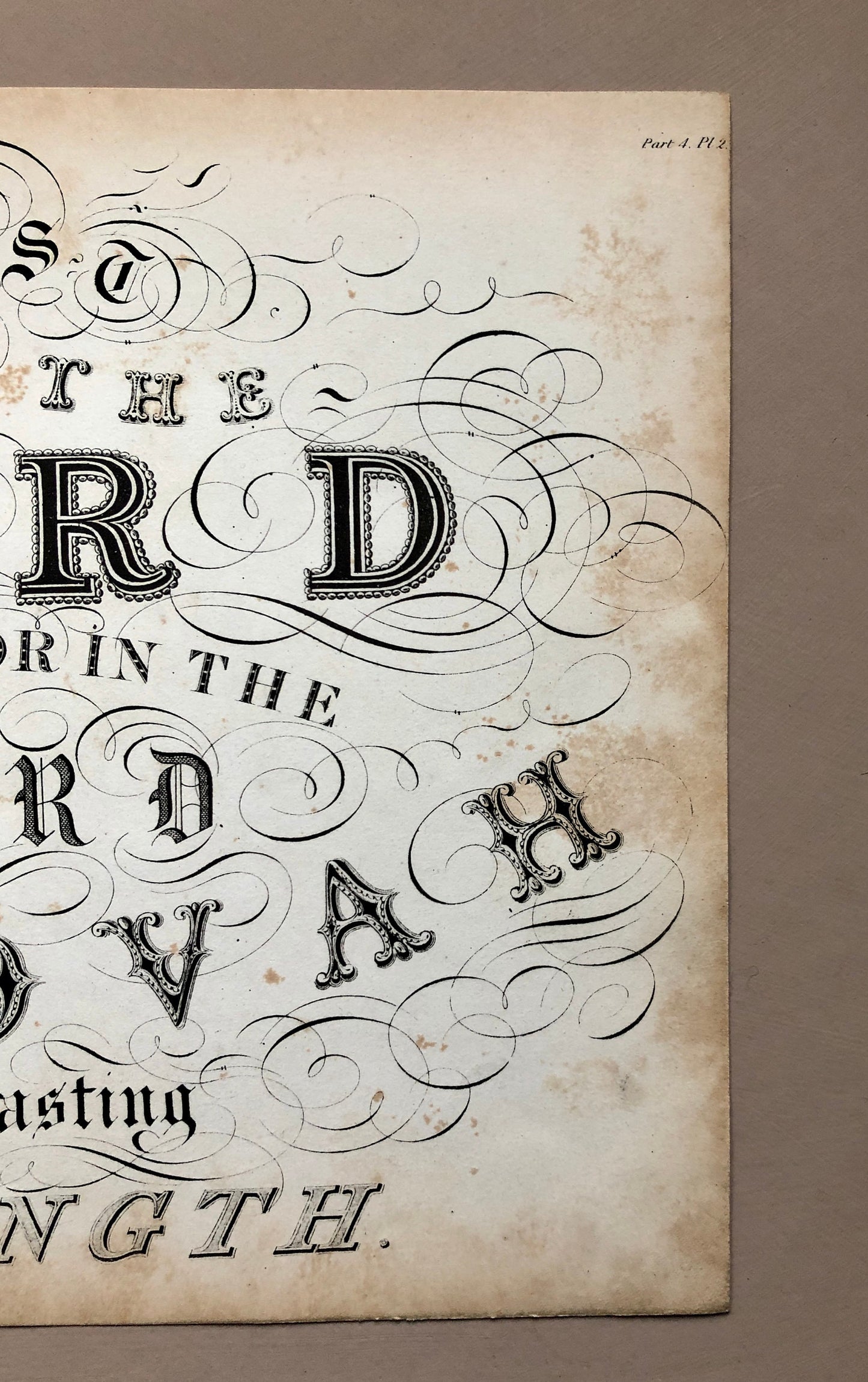 Isaiah 26:4. A Religious Text Promoting Calligraphy Skills. An Original Engraving by William Darton & Son. 1830’s. 21 x 26.5 cms.