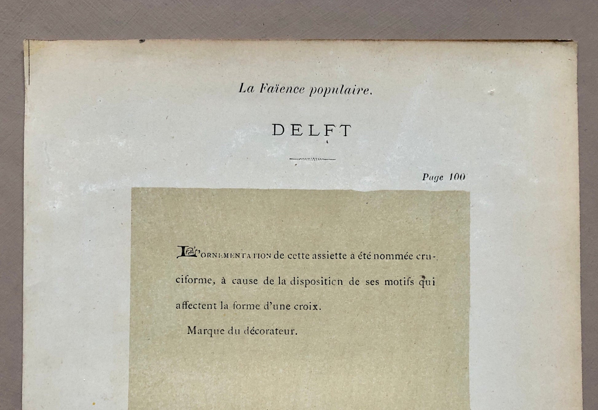 Delft. Faïence Pottery. A Lithograph From La Faïence Populaire au XVIII Siecle by Mareschal. Dated 1872. Size: 26.7 x 17.2 cms.